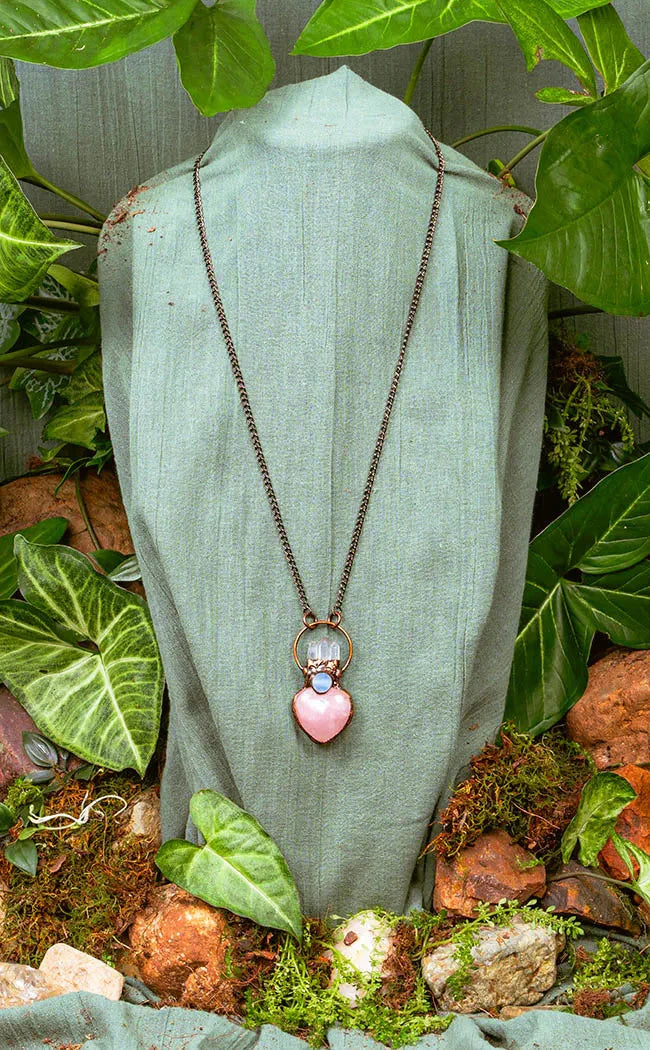 Aphrodite's Heart Necklace | Rose Quartz