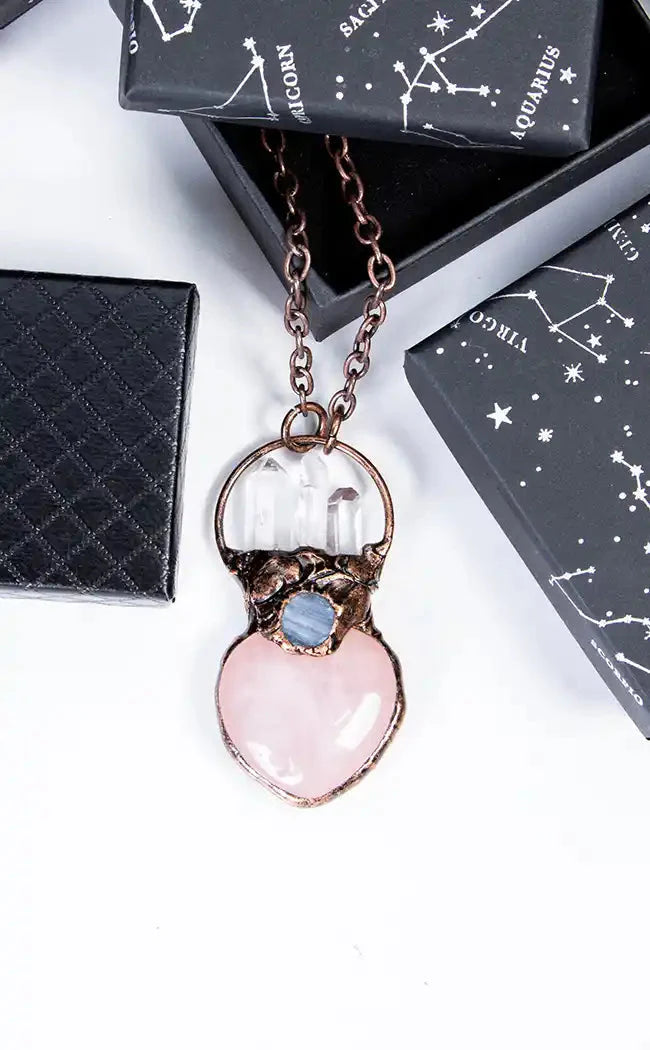 Aphrodite's Heart Necklace | Rose Quartz