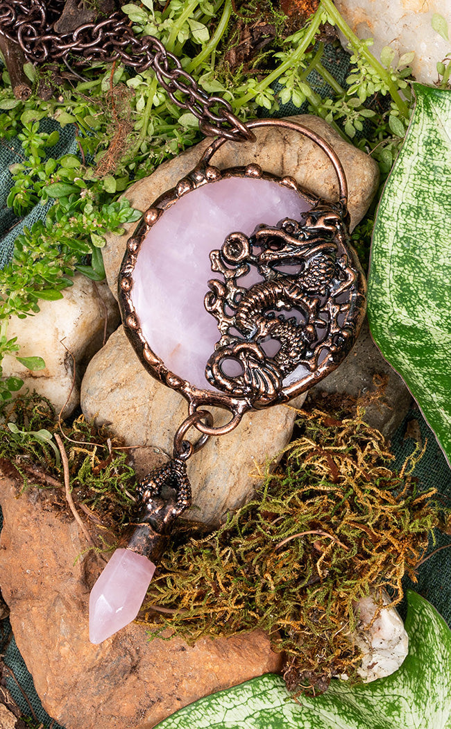 Mythic Dream Dragon Necklace | Rose Quartz