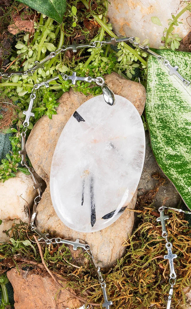 The Shield Tourmaline in Quartz Necklace